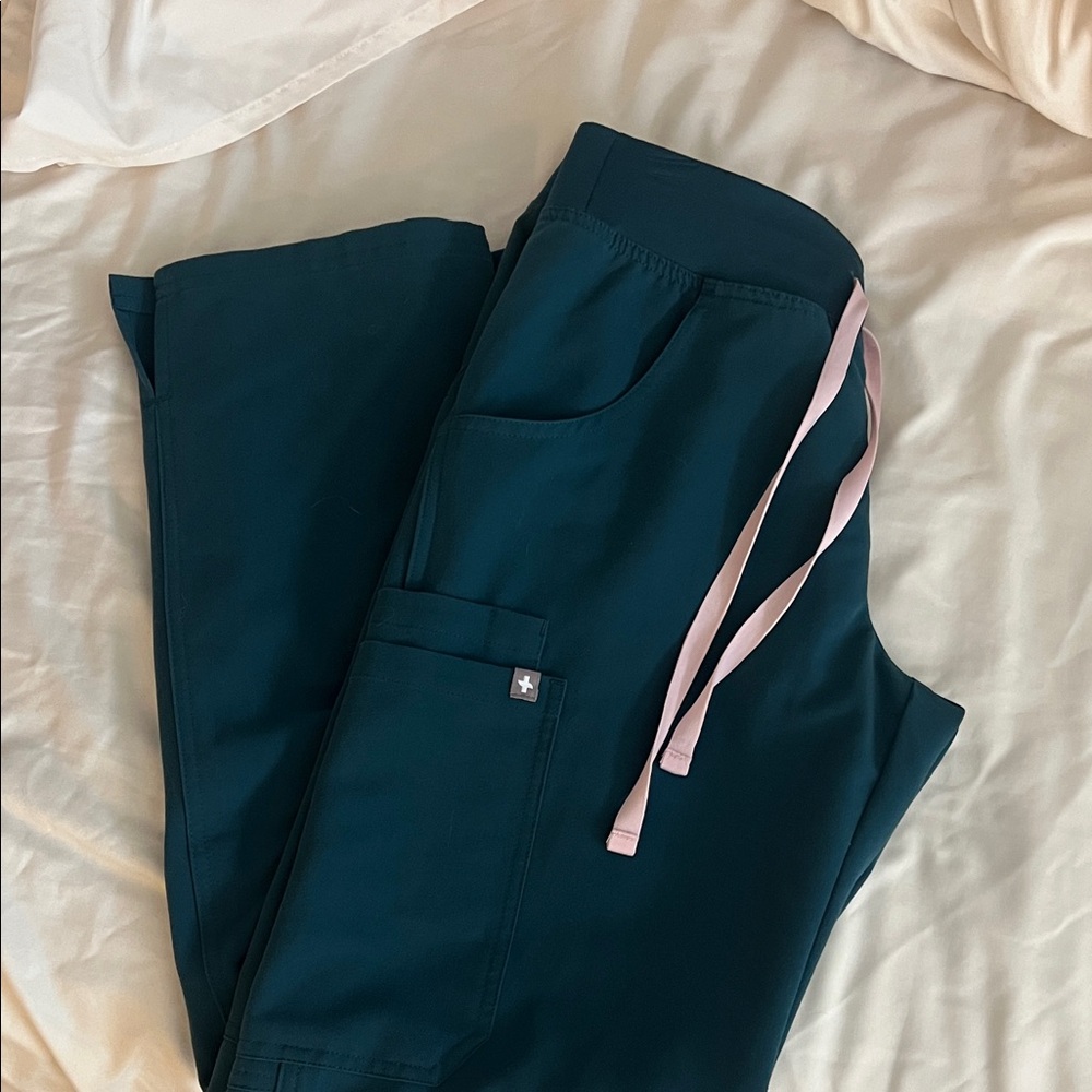 Figs Technical Collection Scrub Pants - Teal with Pink Accent